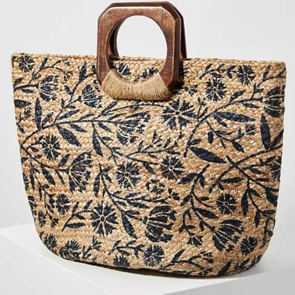 Anthropologie Handbags - Anthropologie Dominique Jute Tote Bag Antik Kraft beach bag